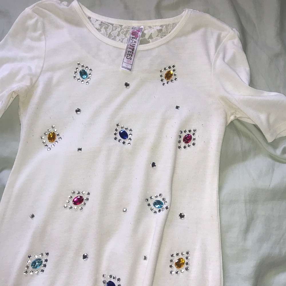 rhinestone white shirt